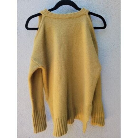 Bcbg Maxazria Steffe Gold Lambswool Blend Cold Shoulder Knit Sweater Chunky XS - Picture 7 of 8